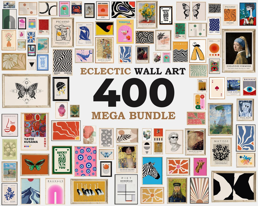 400 ECLECTIC MEGA BUNDLE Gallery Wall Set, Printable Wall Art, Eclectic Gallery Wall Art, Vintage... | Etsy (US)