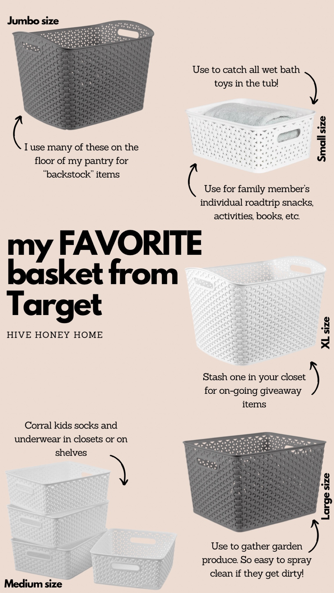 I’ve purchased these baskets multiple times in multiple sizes from Target. I love that they’re durable and versatile! They even wash up well! 🎯 

#LTKU #LTKHome #LTKFindsUnder50
