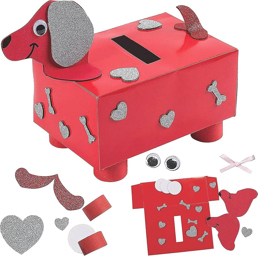 4E's Novelty DIY Valentines Mailbox for Kids - Valentines Day Card Box Craft Kit - DIY Dog Mailbo... | Amazon (US)