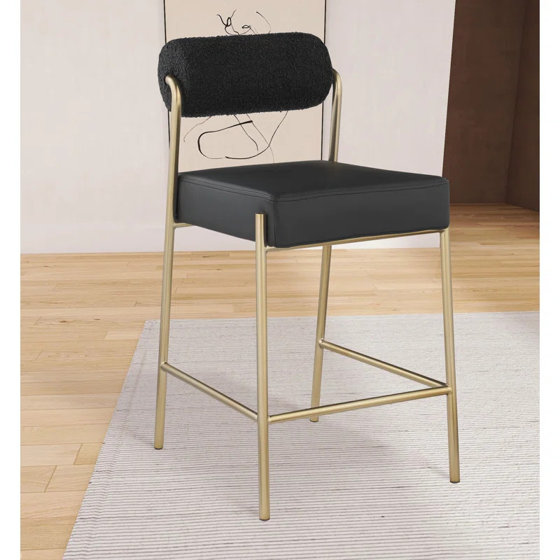 Burslem Boucle Fabric & Faux Leather Counter Stool | Wayfair North America
