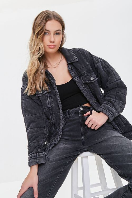 Mineral Wash Quilted Shacket | Forever 21 (US)