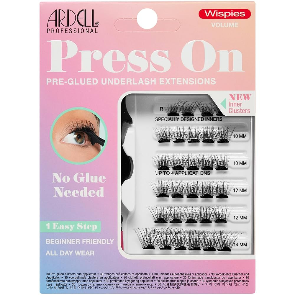 Ardell Press On Pre-Glued Eyelash Extension with Applicator - Wispies Volume, Customizable DIY La... | Amazon (US)