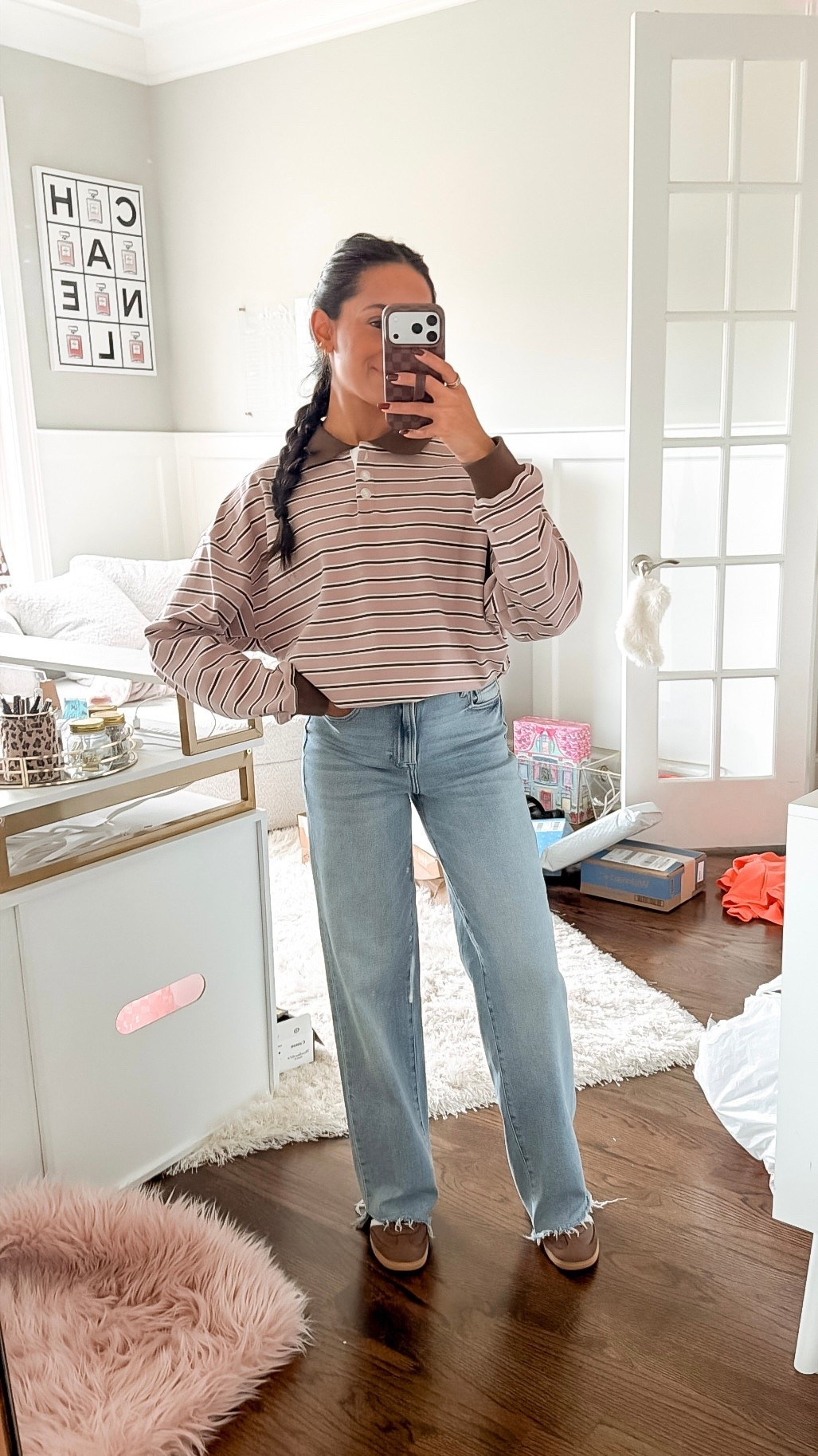 Striped collar polo shirt
Mauve and brown top
Logan dad jeans
Save with INSTA10

#LTKFindsUnder100 #LTKSaleAlert #LTKPetite