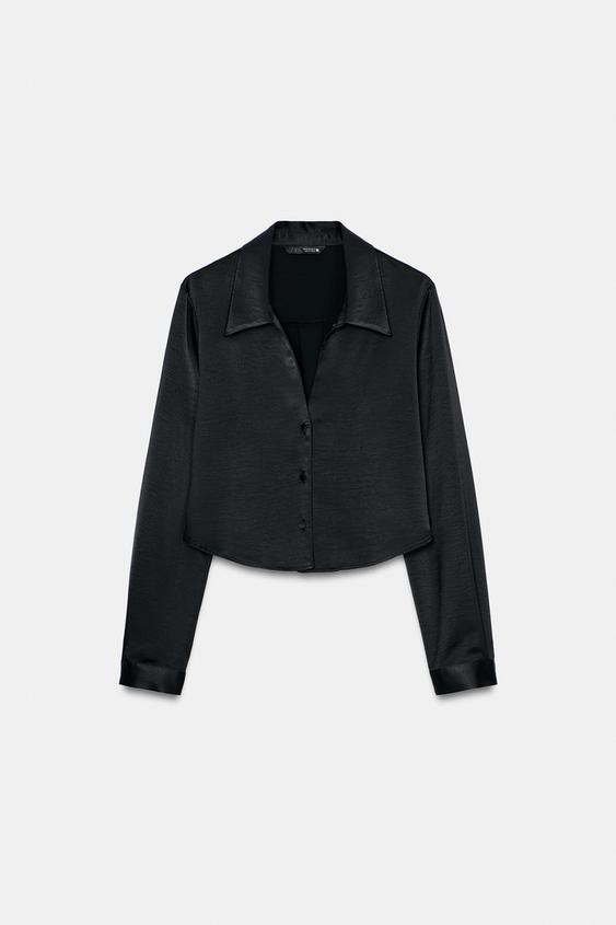 SATIN EFFECT CROPPED SHIRT | Zara US