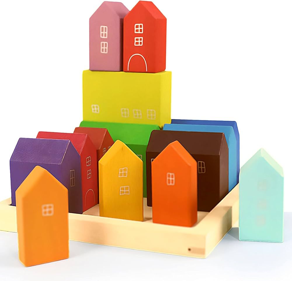 Curious Melodies Wooden Toys BlockWorlds Building Blocks - Little Village Houses | Nature Toy Blo... | Amazon (US)