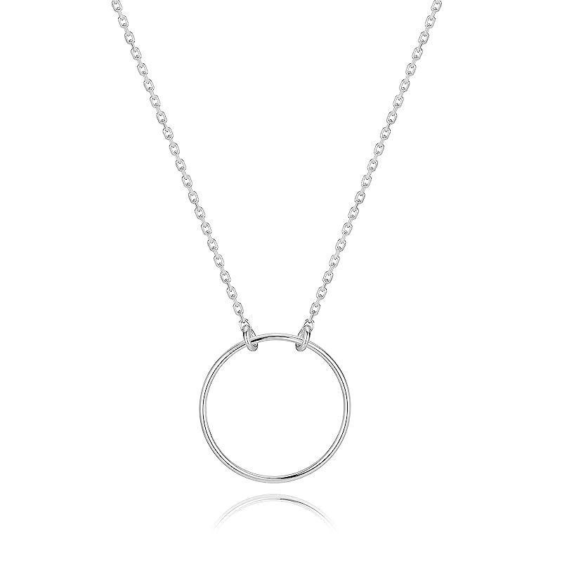Simple Minimal Karma Circle Sterling Silver Necklace 15mm | Amazon (US)