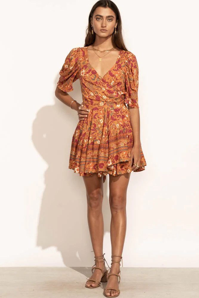Izzie Mini Dress in Orange - böhme | Böhme US