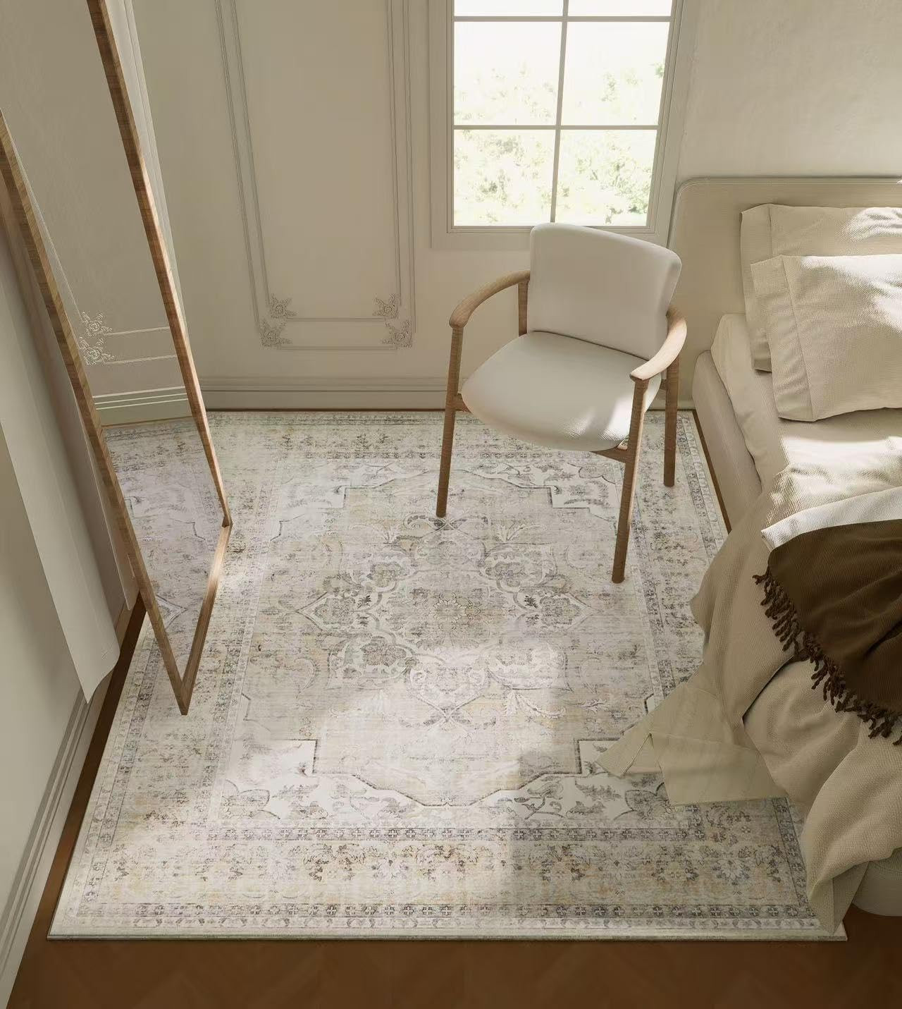 Machine Washable Area Rugs for Bedroom: 5'x7' Living Room Rug Floral Vintage Large Rug Stain Resi... | Amazon (US)