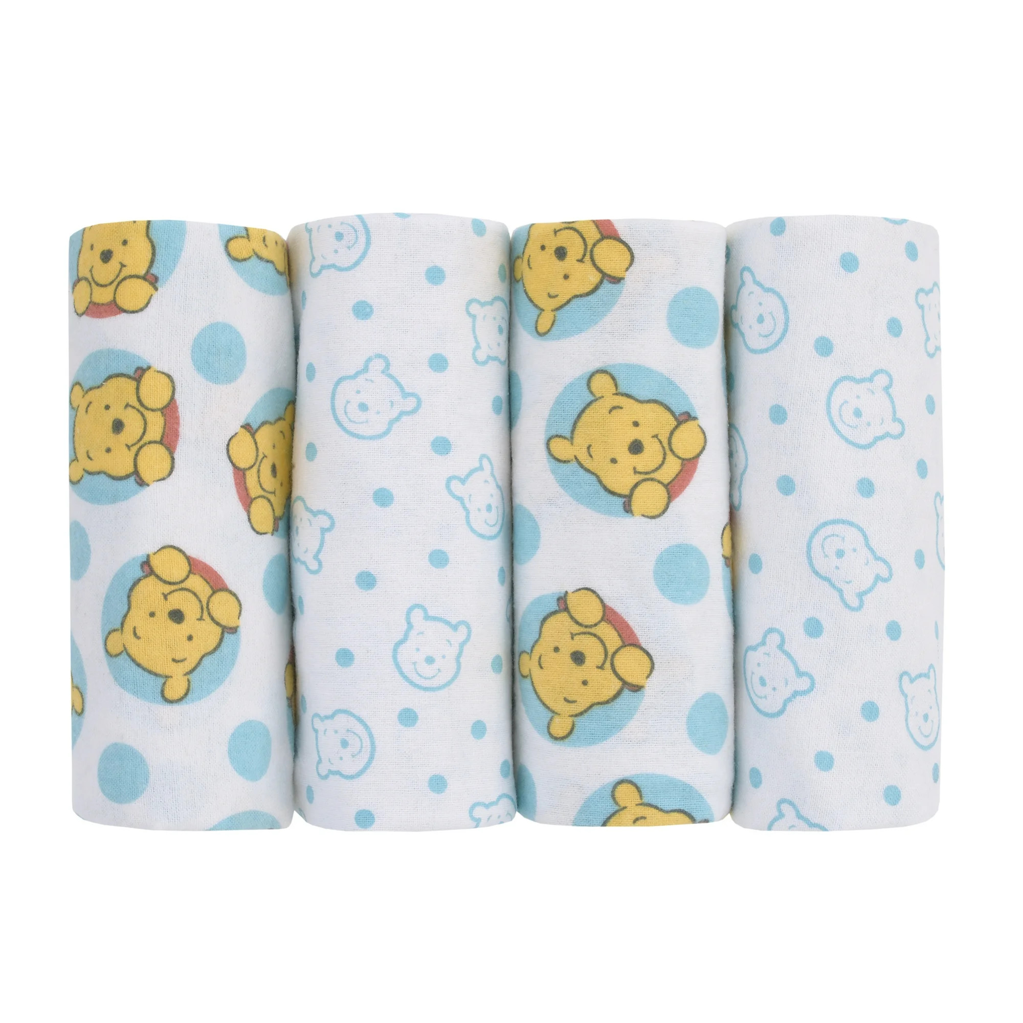 Disney Winnie the Pooh so Loved 4-PK Cotton Receiving Blankets, Yellow, Aqua, Boy and Girl Infant | Walmart (US)