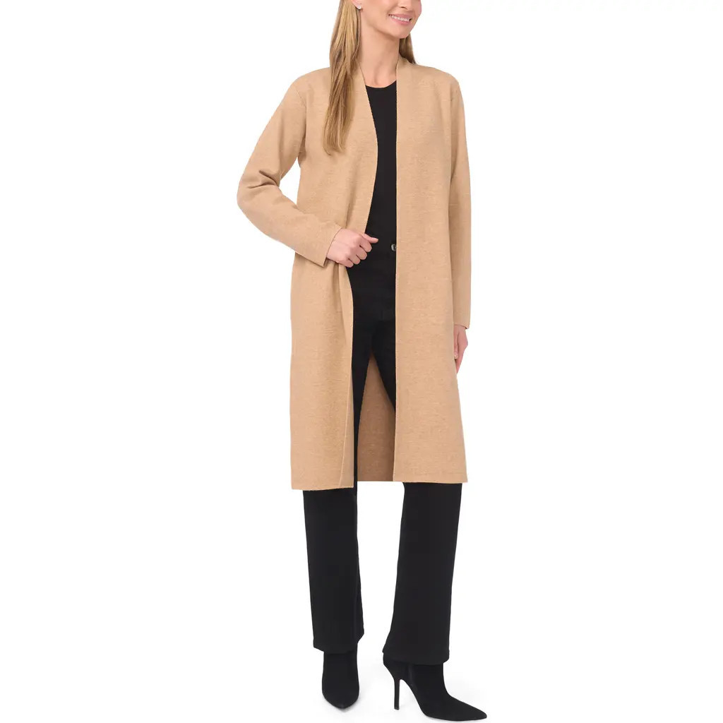 halogen(r) Open Front Longline Cardigan in Latte Heather at Nordstrom, Size Xx-Small | Nordstrom
