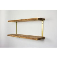 Shelf Brackets With Shelves - Gold/Brass Color Floating Industrial Shelving Unit | Etsy (US)