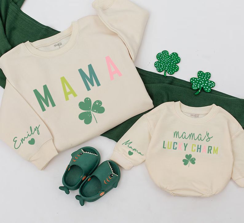 Personalized Mama and Mama's Lucky Charm Sweatshirt, Mom and Baby Matching Family, Daughter Kid S... | Etsy (US)