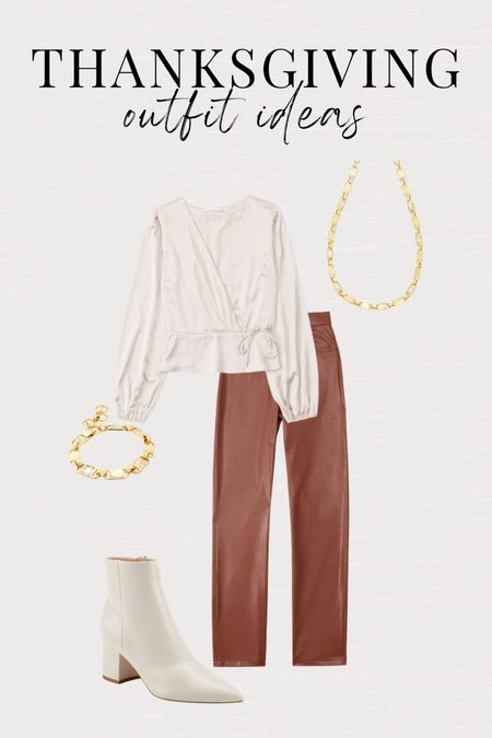 Thanksgiving outfit ideas 🤎 Abercrombie style, fall style, faux leather pants, brown leather pants, leather pant outifts, silk shirt, silk tops, abercrombie outfits, thanksgiving outfit, holiday outfits, holiday style

#LTKSeasonal #LTKHoliday #LTKstyletip