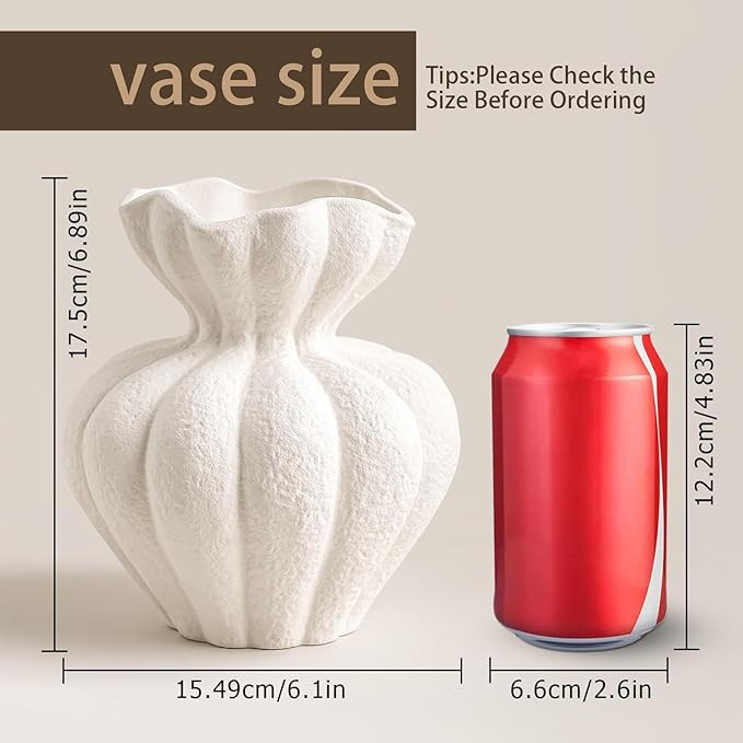 White Ceramic Vase, 6.8 Inch Modern Boho White Flower Vase for Home Decor, Unique Vase for Farmho... | Amazon (US)