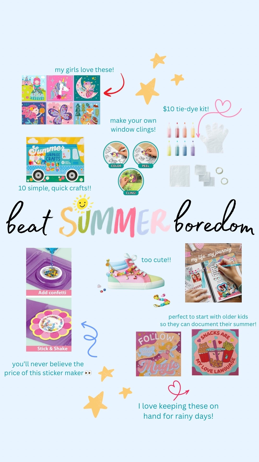 some of our tried and true favorites and some craft kits in my cart for summer break! #craftkits #summerbreak #summer #schoolsout #amazonfinds #kidscrafts #summeronabudget #summerathome #targetfinds #walmartfinds

#LTKmomlife #LTKKids #LTKSeasonal