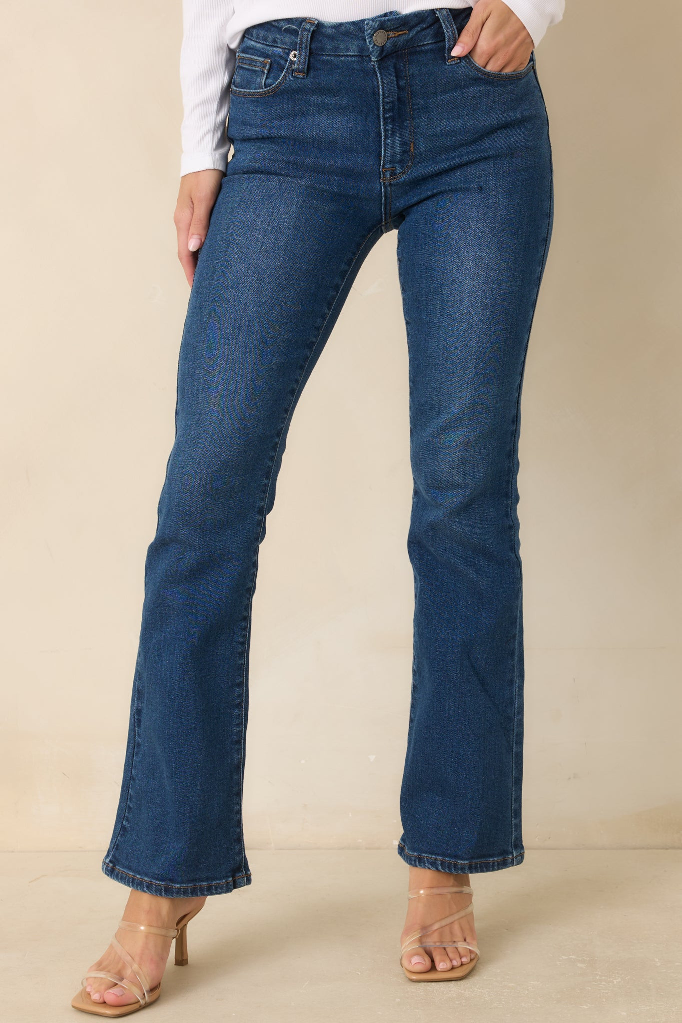 Nothing To Explain Dark Wash Cotton Denim Straight Leg Jeans | Red Dress