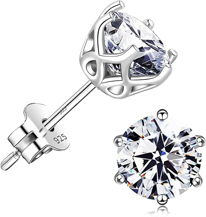 NEOSHOW 18K White Gold Plated Brilliant Cut Simulated Diamond Cubic Zirconia Stud Earrings Sterli... | Amazon (US)