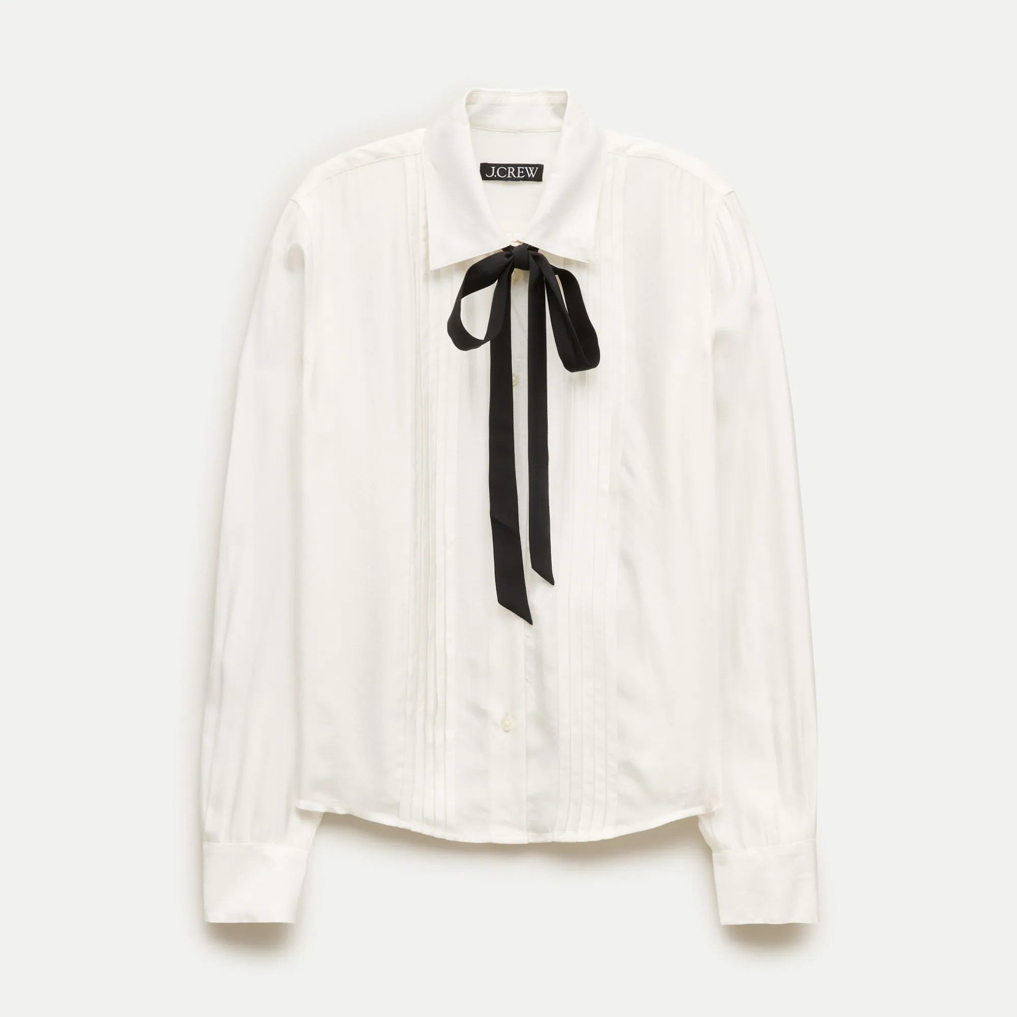 Tie-neck button-up shirt in viscose twill | J. Crew US