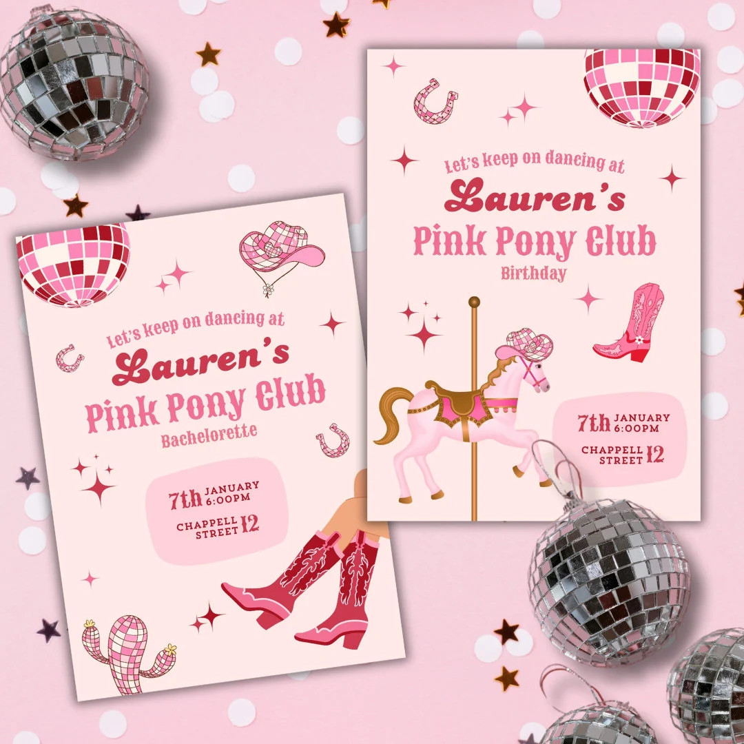 Pink Pony Club Invitation Template - Chappell Roan Bachelorette or Birthday - Custom and Download... | Etsy (US)