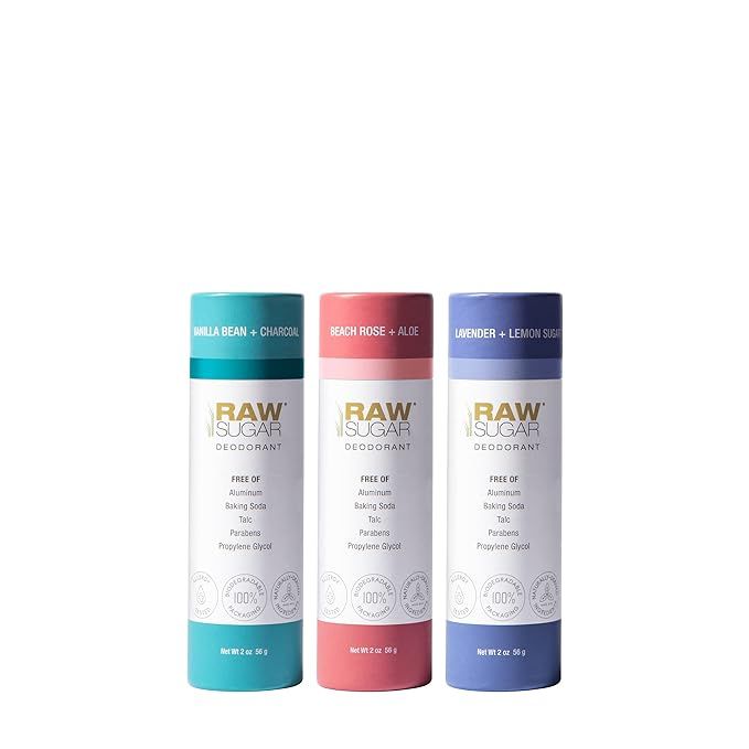 Raw Sugar Deo Trio Bundle - Aluminum Free Deodorant for Men & Women, Clean, Made with Naturally D... | Amazon (US)