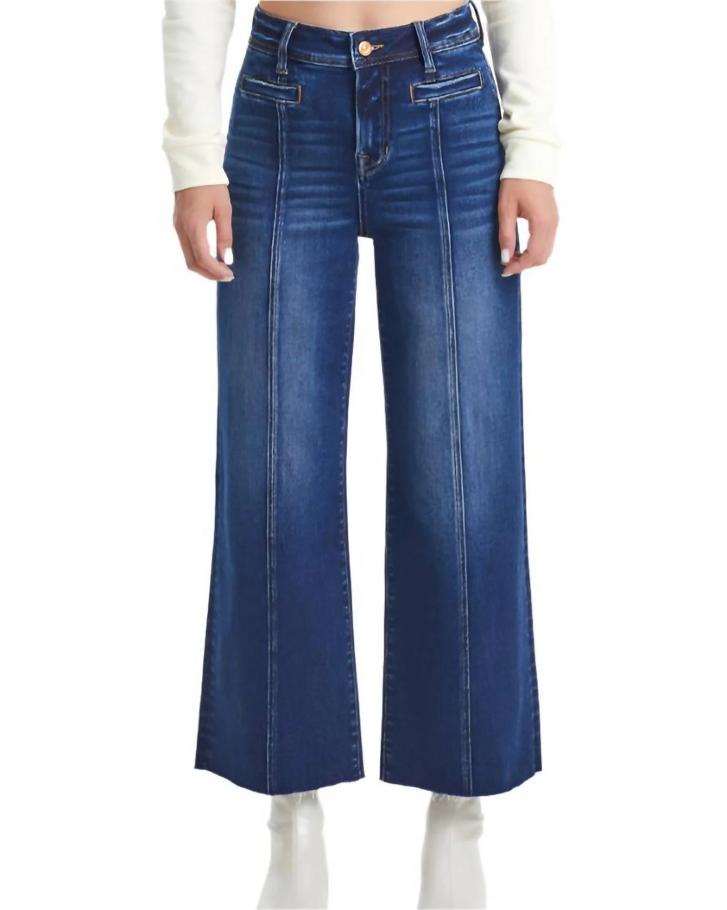 Arielle High Rise Wide Leg Jeans In Ice Blue | Shop Simon