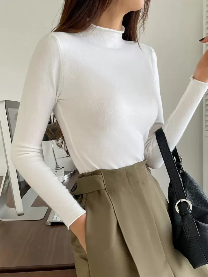 DAZY Kpop Solid Mock Neck Sweater | SHEIN