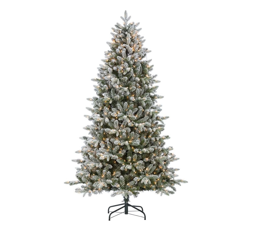 Pre-Lit Flocked Mountain Fir Faux Christmas Tree - 7.5' | Pottery Barn (US)
