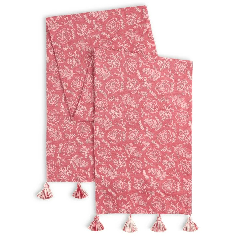 The Pioneer Woman Wishful Winter Jacquard Woven Rose Fabric Table Runner, Multicolor, 14"x72" | Walmart (US)