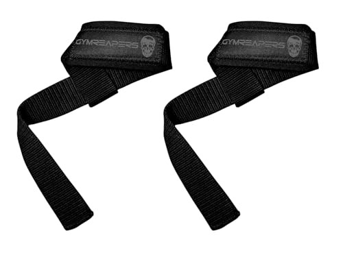 Gymreapers Lifting Wrist Straps for Weightlifting, Bodybuilding, Powerlifting, Strength Training, & Deadlifts - Padded Neoprene with 18 inch Cotton (Black/Black) | Amazon (US)