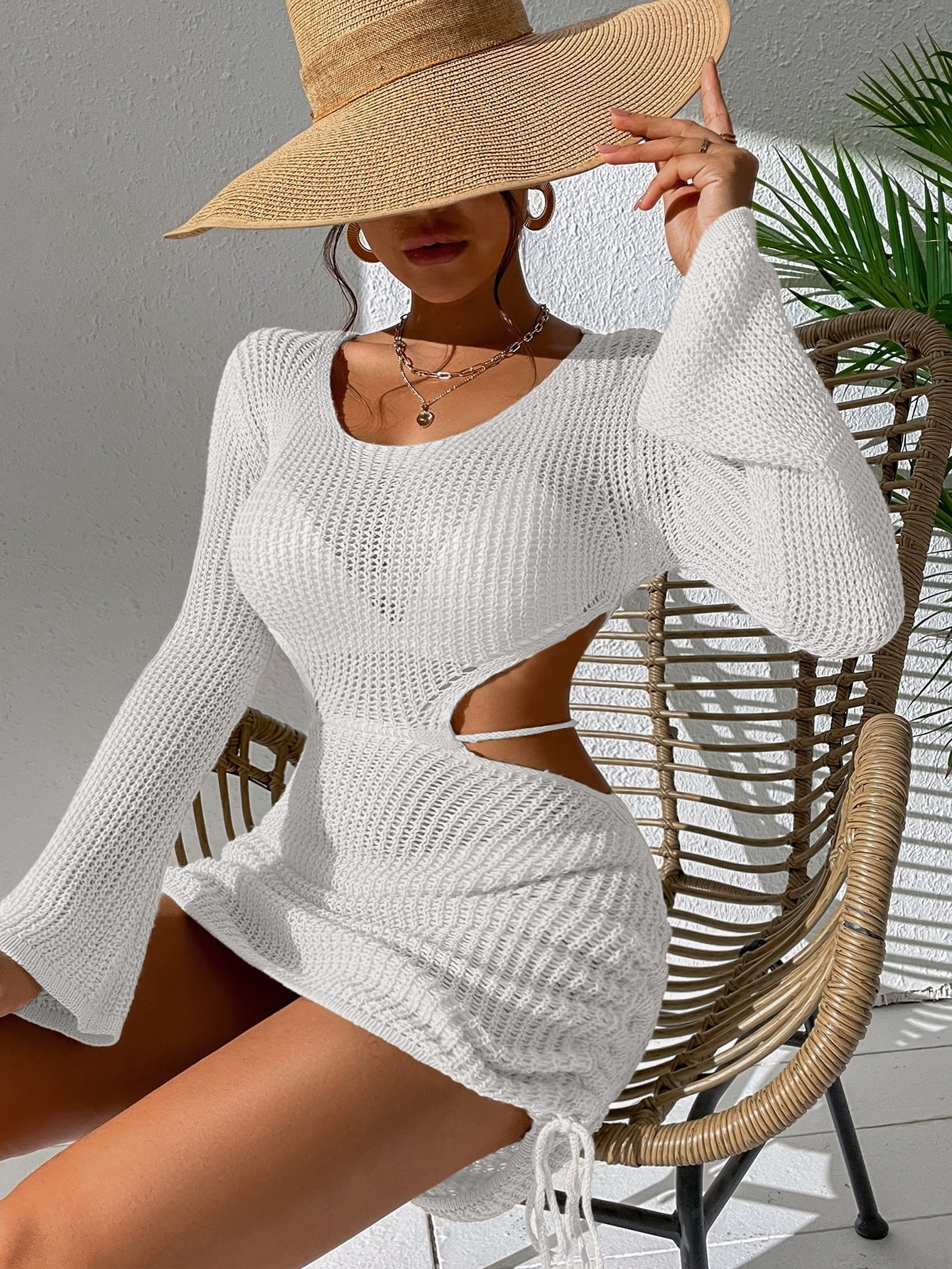 Cut Out Drawstring Side Cover Up Dress | SHEIN