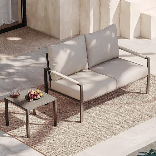 Sundale Outdoor 2 Pieces Patio Set Outdoor Metal Furniture Sets with Loveseat and Side Table, Outdoor Patio Couch for Garden, Backyard, Porch, or Balcony, All-Weather Patio Sofa with Cushions | Amazon (US)