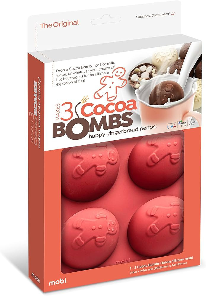 Mobi Hot Chocolate Cocoa Bombs Silicone Mold, Gingerbread Man, for Making 3 "Bombs" | Amazon (US)