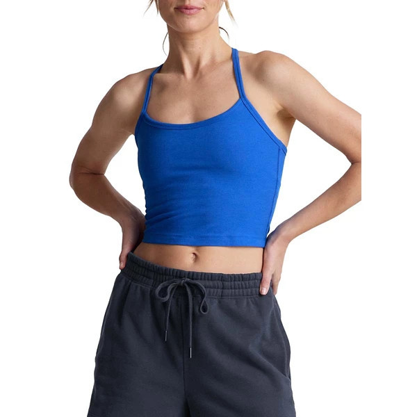Women's Beyond Yoga Spacedye Crop Crew Neck Yoga Tank Top Medium Court Blue | Scheels