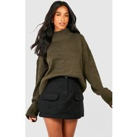 Womens Petite Turtle Neck Fisherman Knit Sweater - Green - Xl | boohoo (US & Canada)