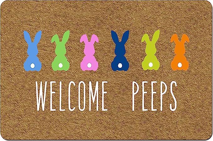 Doormat Funny Front Door Mat- Welcome Peeps Bunny Doormat Spring Doormat Easter Rabbits Door Mat ... | Amazon (US)