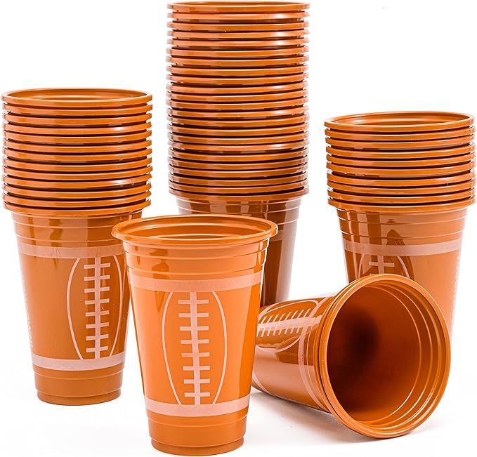 JOYIN 72 Pcs 16oz Football Plastic Cups, Disposable Party Cups Tableware for Football Party, Tail... | Amazon (US)