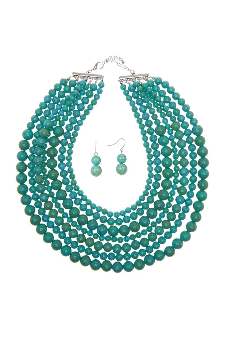 Stone Layered Necklace & Earrings Set | Nordstrom Rack