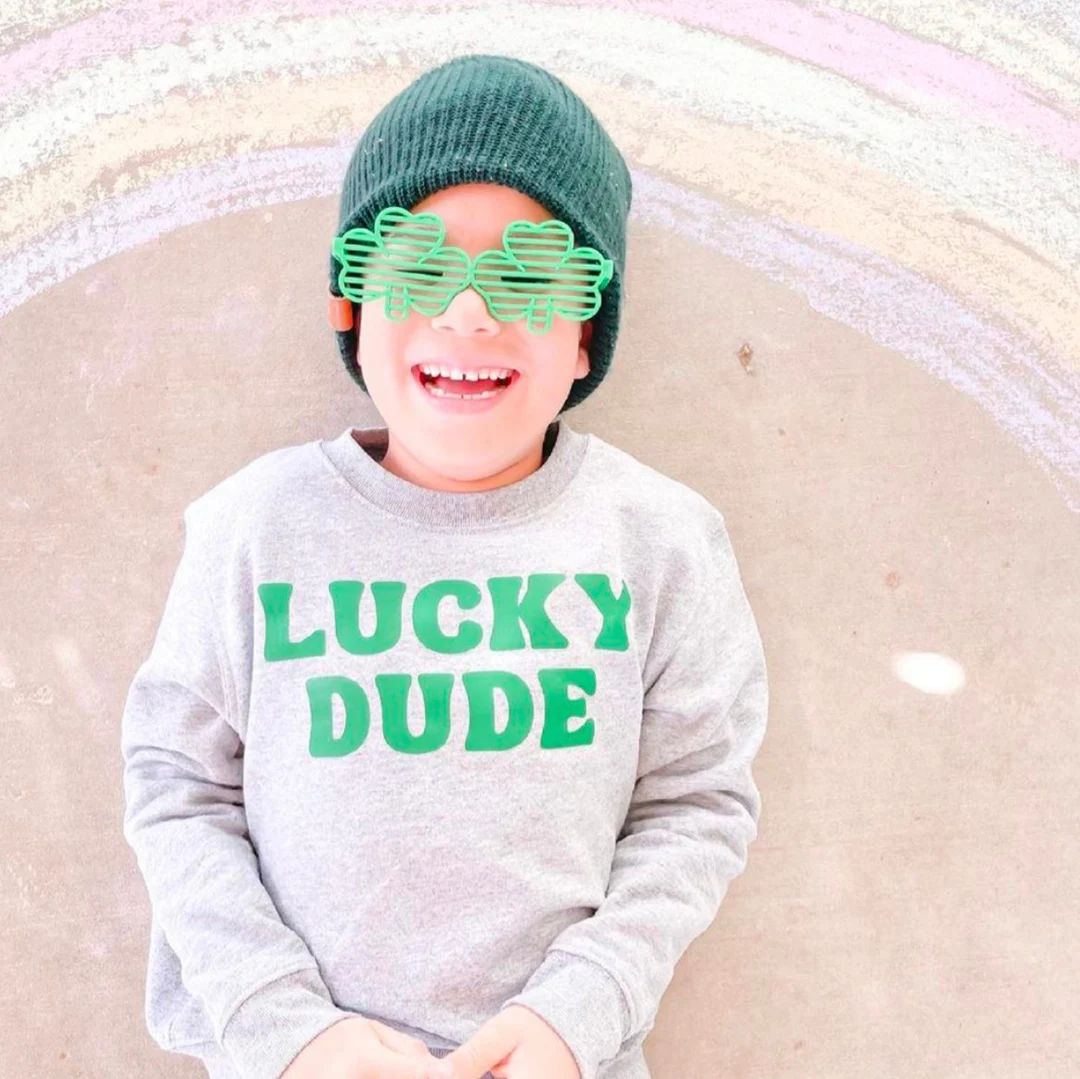 Lucky Dude (Block Font) © - Child Sweater | St Patricks Day Sweater | St Patty's Sweater for Kid... | Etsy (US)