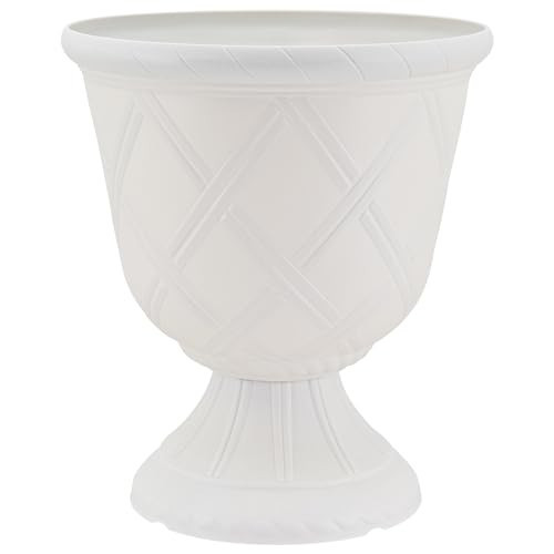 Arcadia Classic Decorative Garden Pot Planter for Indoor Plants, White, 10 x 11" Lattice Plastic Garden Urn | Amazon (US)