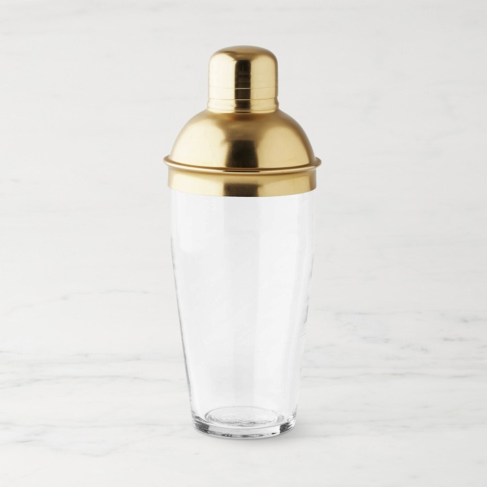 Williams Sonoma Antique Brass and Glass Cocktail Shaker | Williams-Sonoma