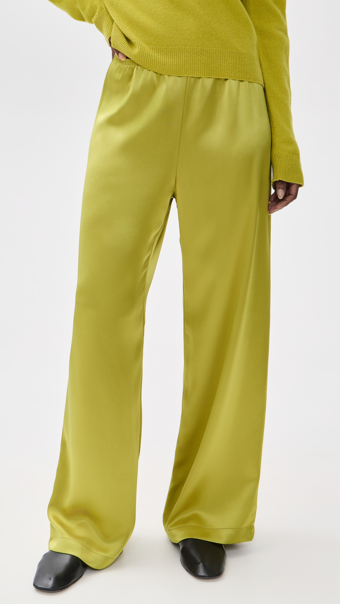 Leset Barb Wide Leg Pants Chartreuse L | Shopbop