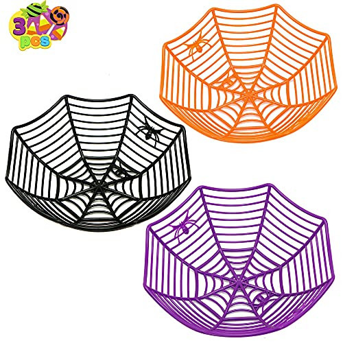 JOYIN 3 Pcs Halloween Candy Bowl Spider Web Trick or Treat Bowl Halloween Decorations Indoor Plastic Candy Dish Party Favors Supplies for Haunted House Table Desk Party Decor | Amazon (US)