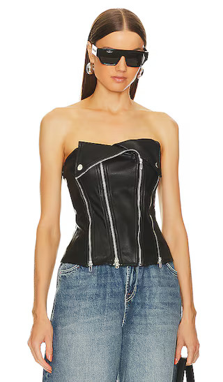 x Bridget Dani Faux Leather Corset in Black | Revolve Clothing (Global)