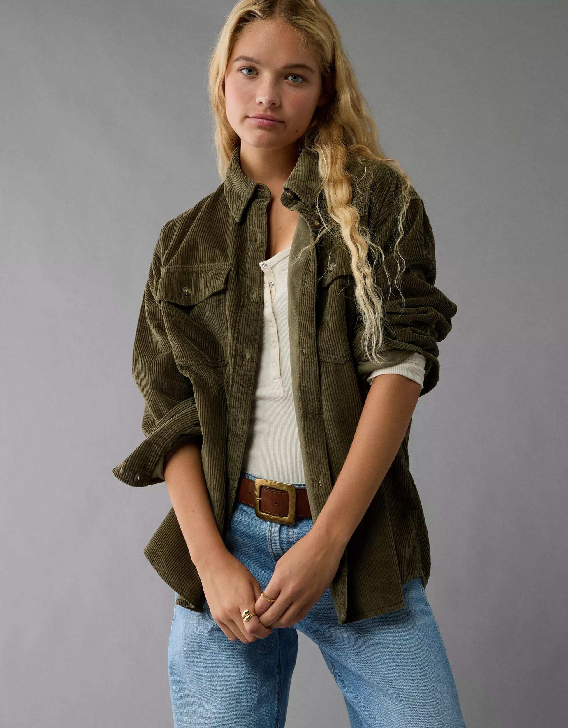 AE Oversized Corduroy Shacket | American Eagle Outfitters (US & CA)