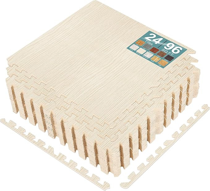 Sorbus Wood Grain Floor Tiles Foam Mat EVA Interlocking Mats Tile 3/8-Inch Thick Flooring Wood Pu... | Amazon (US)