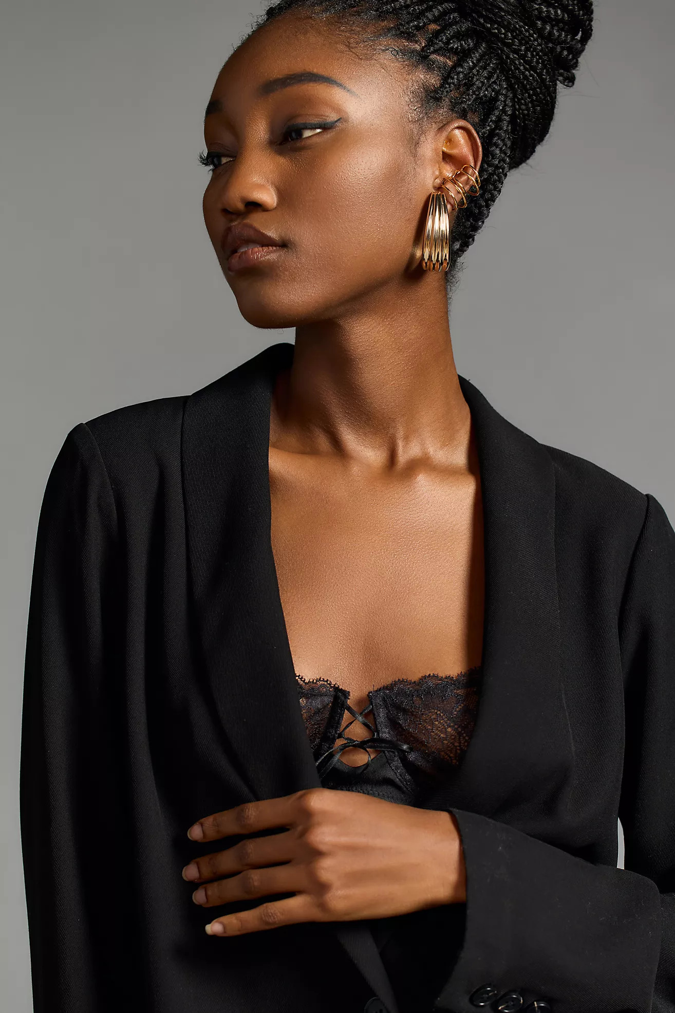 Ribbed Large Huggie Earrings | Anthropologie (US)