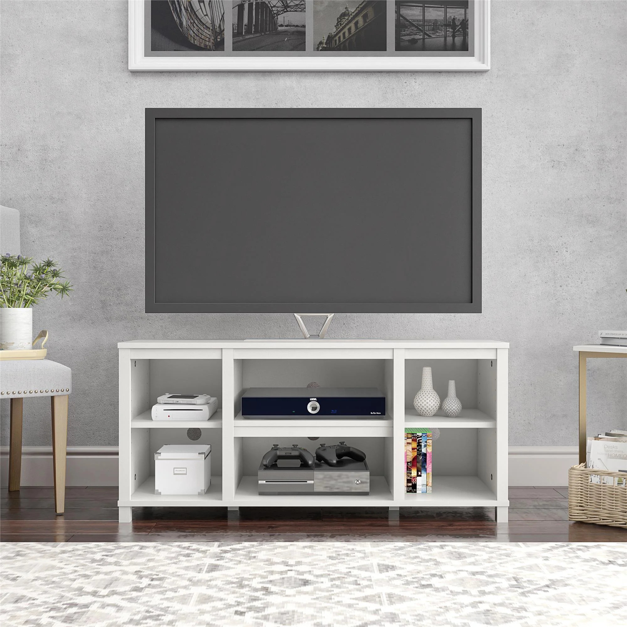 Mainstays Parsons  TV Stand for TVs up to 50", White - Walmart.com | Walmart (US)