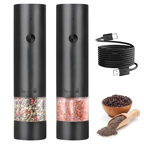 Electric Salt and Pepper Grinder Set, Automatic Salt Pepper Mill Grinder, Rechargeable Salt and P... | Walmart (US)