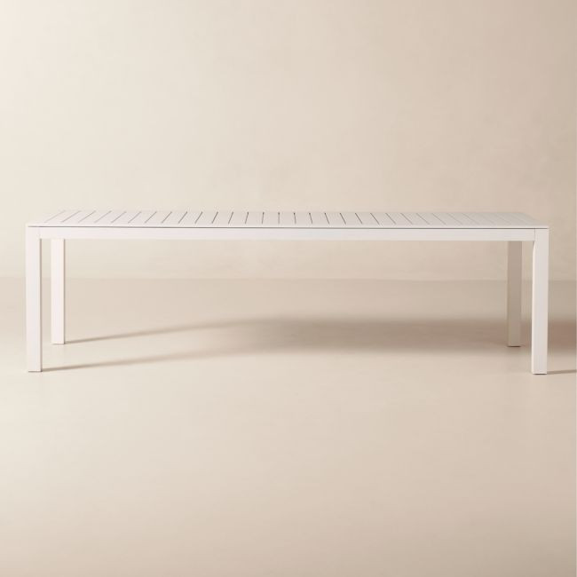 Bay 104" Rectangular Ivory Aluminum Outdoor Dining Table | CB2