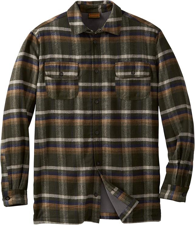 Boulder Creek by Kingsize Men's Big & Tall Fleece-Lined Flannel Shirt Jacket | Amazon (US)